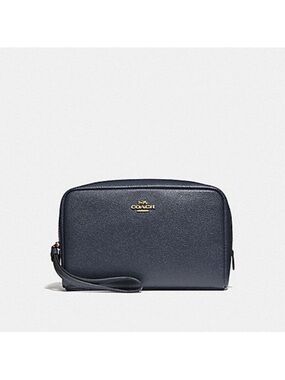 COACH Leather Cosmetic Bag BlackMakeup Pouch Travel
Toiletry Case Medium 8"